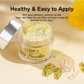 EODCI Dipping Nail Powder, Yellow Eggshell Dipping Powder Nails, Spring French Long-Lasting Dip Powder, Nail Art, Starter Manicure, Nail Powder, Glitter Powder for Nails Art, DIY Salon