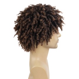 GNIMEGIL Ombre Brown Dreadlock Wig Male Short Braided Wigs Fake Dreads Men Guys Wig Natural Afro Synthetic Hair Braids Short Braid Wig - Faux Locs Boy Wigs Costume