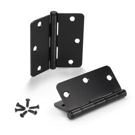 KNOBWELL 48 Pack of Matte Black Door Hinges No Squeak - 3.5 Inch x 3.5 Inch Interior Hinges for Doors Black Finish with 1/4" Radius Corners