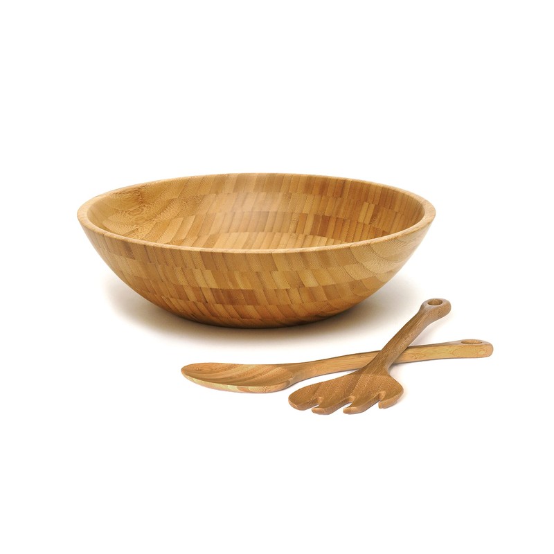 Lipper International Bamboo Salad Bowl with Salad Servers