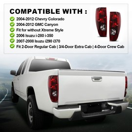PIT66 Tail Lights Assembly Compatible with Chevy Colorado/GMC Canyon 2004-2012 [2-Door Regular Cab | 3/4-Door Extra Cab | 4-Door Crew Cab] Rear Light Brake Lamps Drive & Passenger Side