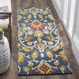 Safavieh Blossom Collection BLM402A Handmade Premium Wool Runner, 2'3" x 6' , Navy / Multi