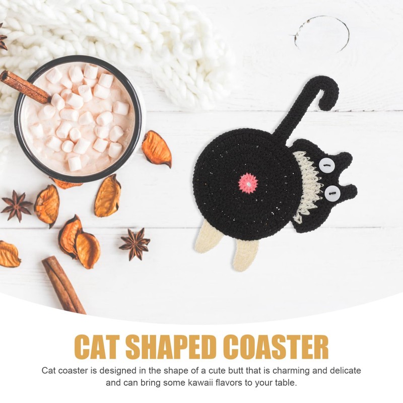 Mikinona Cute Coaster Knitted Material Heat-Insulated Cup Mat Non-Slip Table
