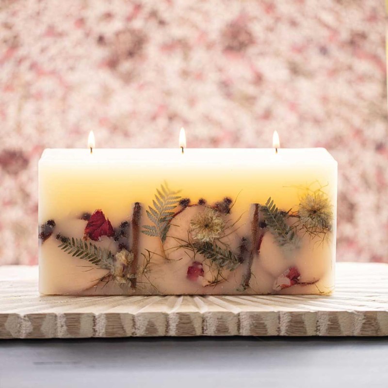 Rosy Rings Botanical Large Brick Candle, 3 Wicks, 160 Hour