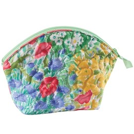 Cuddledown Quilted Cotton Cosmetic Bag | Zipper Closure | 100% Cotton Fabric | Durably Stitched | OEKO-TEX Certified | Large | 12" x 8" x 3" | Floral
