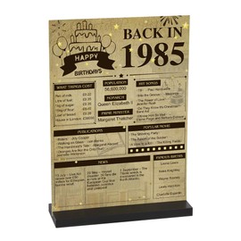 Back to 1985 Birthday Decor Table Sign,40th Birthday Party Vintage Decorations UK,Party Standing Sign with Stand,for Men Women,Double Sided Acrylic Decoration for Men Women (1985(40th))
