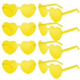 CHRORINE 8/16/ 24 Pairs Heart Shaped Sunglasses Rimless Heart Glasse Transparent Candy Colors for Party Favor (16, Yellow)