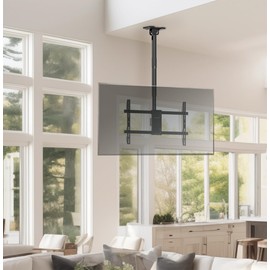 VIVO Ceiling Swivel TV Mount for 43 to 86 inch Screens, Telescoping Height Adjustment with 5.5ft Extension Pole, Fits Pitched/Vaulted Roof, Holds 132 lbs, Black, MOUNT-VC86-5