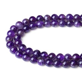 XIANNVXI Natural Stone Purple Beads for Threading with Hole Round Amethyst Crystals Gemstones for Threading Beads for Bracelets Chains DIY Jewellery Crafts 8 mm (Approx. 47 Pieces