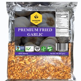 Premium Fried Garlic | 100% Natural (Non-GMO) | Gluten Free | KETO Friendly | No Sodium | Low Carb | Resealable Bag | 32 oz |By Nawabi Life