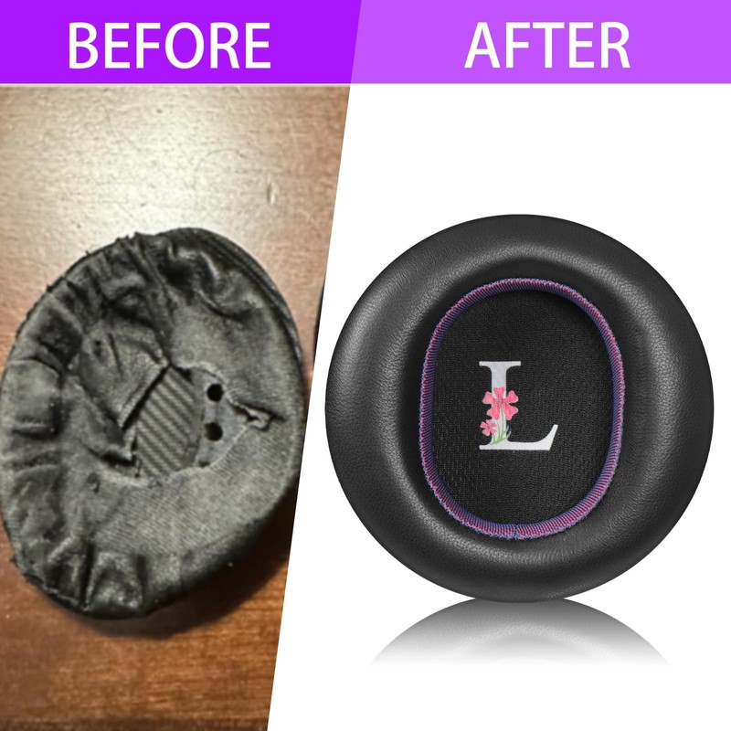 Jomwag Replacement Earpads for AUDEZE Maxwell Black/Purple Sheepskin with High-Density