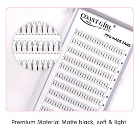 COAST GIRL Premade Fans Eyelash Extensions 3D 4D 5D 6D Short Stem Premade Volume Eyelash Extensions 0.07 Premade Lash Fans C D Curl 8-15mm Handmade Volume Lashes Very Suitable For Beginners And Professional Lash Artists (3D C Curl, 15mm)