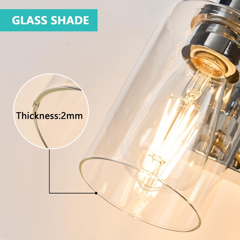 ALAISLYC 3-Light Bathroom Light Fixtures Modern Chrome Vanity Lights for