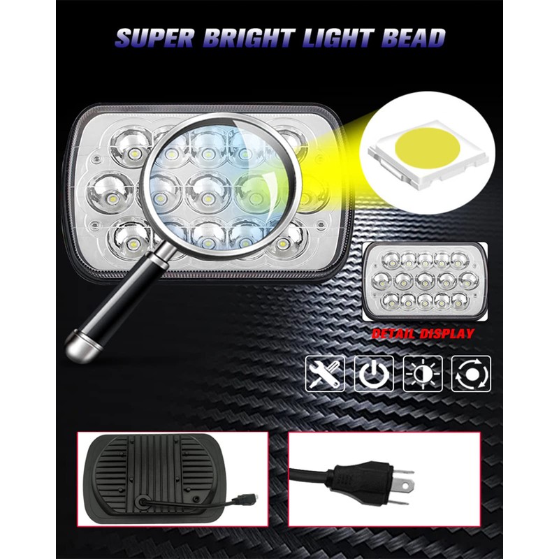 2PCS 7x6 5x7 H6054 LED Headlights High Low Beam Sealed
