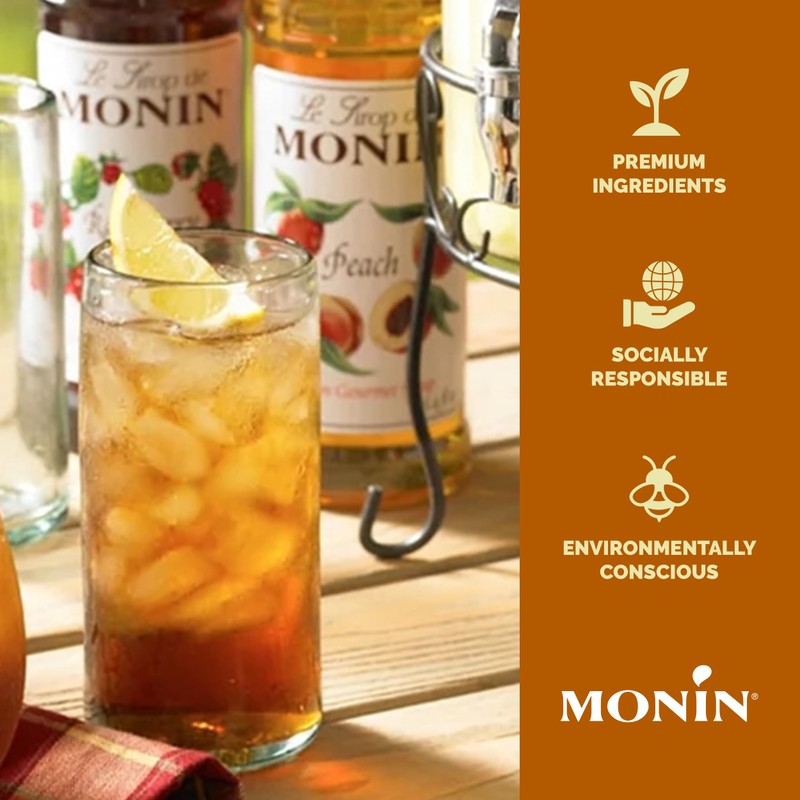 Monin - Peach Syrup, Fresh and Juicy Flavors, Great for