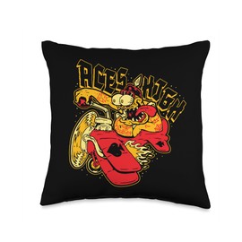 Monsters and Martians Aces High Gasser Hot Rod Plane Fink Monster Garage Art Throw Pillow, 16x16, Multicolor