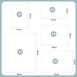 20Pcs Travel Storage Bags Set, Reusable Ziplock Bags, Travel Clothes Bags Maternity Essentials Hospital Bags Storage Bags for Clothes, Shoes, Cosmetics (5 Size)