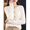 ZPLxi Women's Fine Knitted Cardigan 100% Cashmere Wool Luxury Open-Front