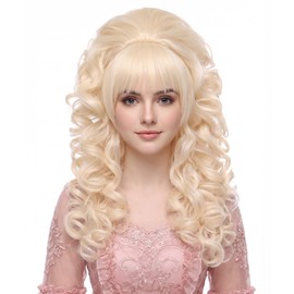 IEBIYO Retro Wig Women Costume Wig Heat Resistant Synthetic Hair Halloween Cosplay Party (Light Blonde)