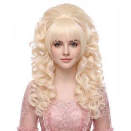 IEBIYO Retro Wig Women Costume Wig Heat Resistant Synthetic Hair Halloween Cosplay Party (Light Blonde)