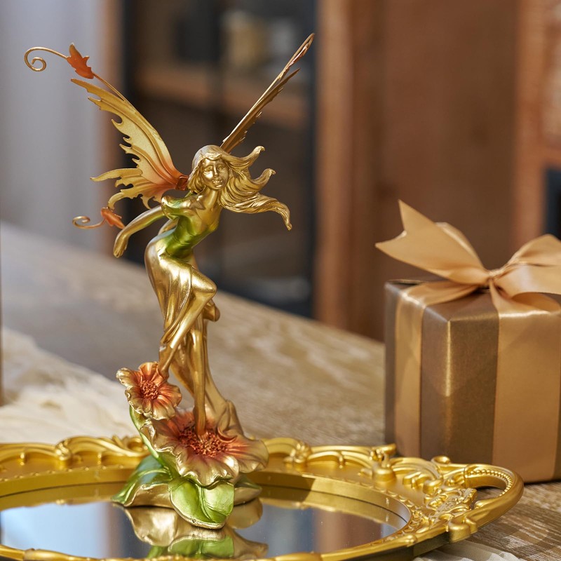 FOLKOR LIFE Resin Fairy Statue Hand-Painted Elegant Fantasy Decor, Dancing