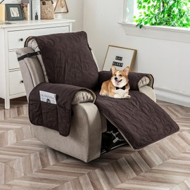 100% Waterproof Recliner Chair Cover, Recliner Chair Covers for Reclining Chair, Non-Slip Fabric Recliner Couch Cover for Living Room, for Pets Kids Protector, Washable (Chocolate, 28"Recliner Chair)