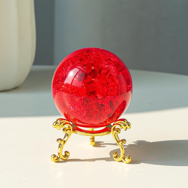 LONGWIN 60mm Ice Cracking Crystal Ball Decorative Glass Ball Home