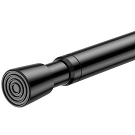 AIZESI Tension Curtain Rod for Windows 26 to 36 inch, Adjustable Expandable Pressure Spring Curtain Rod No Drilling, Black Curtain Rod for Bedroom Doorway Closet Door