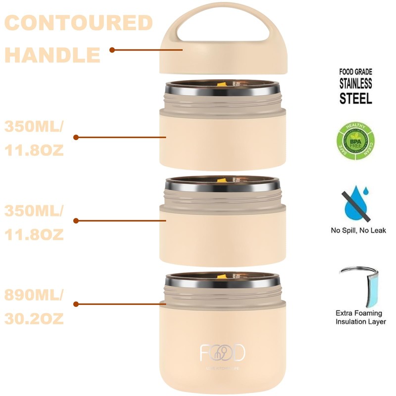 Stackable Stainless Steel Thermal Lunch Box with Lunch Bag and
