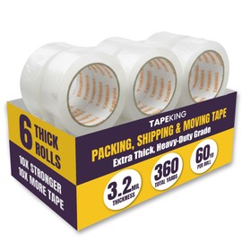 Tape King Clear Packing Tape Ultra Thick | 60 Yards Per Roll (6 Rolls) | 2 Inch Wide Heavy Duty Packing Tape 3.2mil Strong Adhesive for Moving Boxes, Shipping Cartons, Office Use, Sealing (360 Yards)