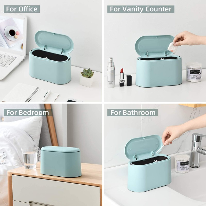 MEETOZ Mini Trash Can with Lid, Small Trash Can, Desk