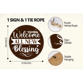 Spring Blessing Wooden Sign For Front Door, Minimalism Welcome Home Decor Sign, Outdoor Hanging Signs For Housewarming Gifts, Rustic Decor For Farmhouse Front Porch Outside Garden Yard -12