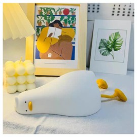 Icotoibabie Lying Flat Duck Night Light Gifts for Kids Mom, Soft Cute Duck Lamp is Aesthetic Bedroom Decor, Silicone Light Led Have 3 Levels Dimmable Lights, Lamp for Bedroom