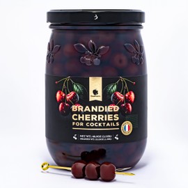 Gourmanity Brandied Cocktail Cherries, French Morello Cherries in Kirsch Brandy, for Cocktails and Desserts Kosher, Product of France 2.5lb (40.56oz)