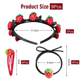 OAOSDH 4 hair pins, 4 elastic hair rings, 1 headband, cute fruits, children's hair accessories for children and clothing, hairstyle decoration.