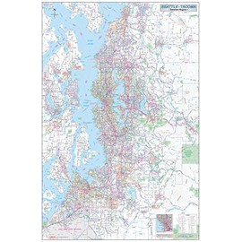 Greater Seattle-Tacoma Detailed Region Wall Map (44"x66") w/Zip Codes (Laminated)