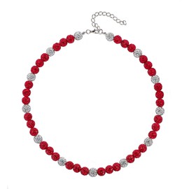 SUPBOMM Baseball Ice Necklace, Bling Beaded Necklaces, Drip Chain, League Team Colors Gifts for Men, Cardinals