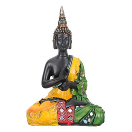 Garneck Thailand Budha Shakyamuni Statue Sculpture: Sitting Dharma Statue Buddhism Collectible Figure Home Decor