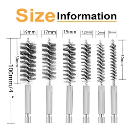 XUKZIMA 6 Pcs Bore Brush Stainless Steel Bore Brush Bristles wire brush for drill Washing Polishing Tools with 1/4 inch Hex Shank Handle for Cleaning Rust Auto Corrosion Tubes Holes(Copper)