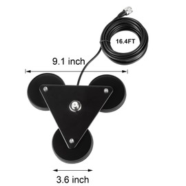 Heavy Duty 8.8inch Triangle Super Strong Magnetic Base Mount SO-239 Connector with 16.4FT Cable PL-259 Plug for Car Bus Mobile CB Ham Base Station Radio Truck Marine UHF VHF Radio Antenna, Eifagur