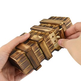 Coriver Wooden Magic Puzzle Box，Wooden Secret Magic Gift Box with 2 Secret Compartments, Keepsake Box for Adults Kids Christmas Birthday Gift Brain Teaser, 15.5 cm x 8.5 cm x 5.5 cm