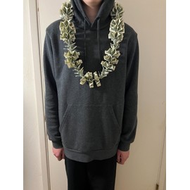 Handmade $50 Graduation Money Lei Beaded 24 Money Origami Cranes & 26 Folded Dollar Bills