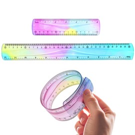 Werownsgso 2 Pieces Bendy Ruler, 30cm/15cm Flexible Ruler, Reusable Pastel Ruler, Shatterproof Plastic Straight Ruler for School Office Adults Kids