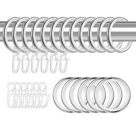 tonyg-p 20 Pieces Metal Curtain Rings Curtain Hanging Rings with Sliding Insert and Plastic Curtain Hooks for Window Door Shower Curtains, 30 mm Inner Diameter (Silver)