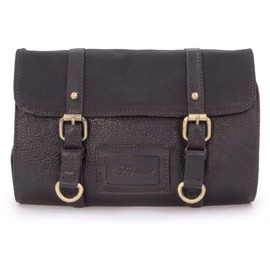 ASHWOOD - Men's Hanging Wash Bag/Shaving Bag/Travel/Gym/Toiletry Bag - Genuine Leather and Canvas - Hammersmith 7010 - Brown