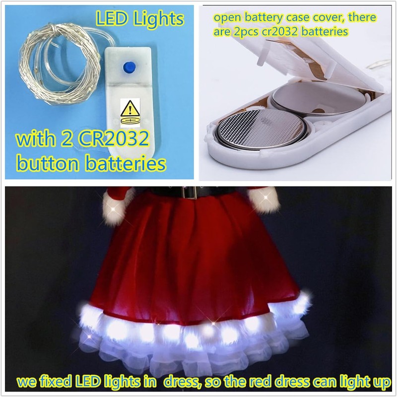 bDDeDD Women's Santa Costume LED Light Up Christmas Dress Cosplay