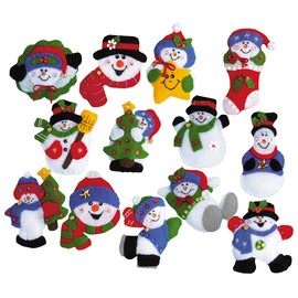 Tobin Lots of Fun Snowmen Ornaments Felt Applique Kit, 3-Inch by 4-Inch, Set of 13,DW5352