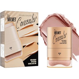 Corrector en Barra de Doble Punta con Brocha de Difuminado en Forma de M, Corrector en Crema de Cobertura Total para Ojeras, Maquillaje Facial Hidratante, de Larga Duración y Resistente al Agua, Acabado Ligero y Sin Costuras (150#)