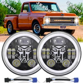 JESUO Pair 7" inch LED Headlights Skull DRL for Chevy C10 C20 Pickup G10 G20 Nova