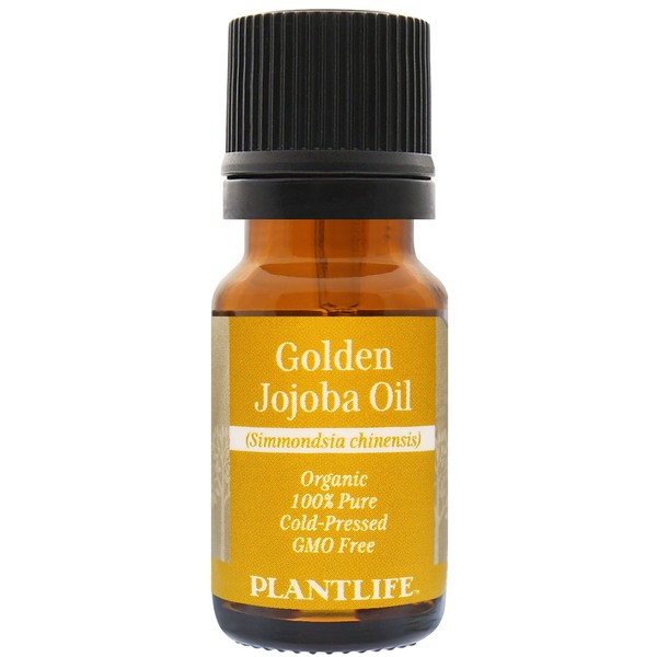 Plantlife Golden Jojoba Carrier Oil - Cold Pressed, Non-GMO, and Gluten Free Carrier Oils - for Skin, Hair, and Personal Care - 10ml